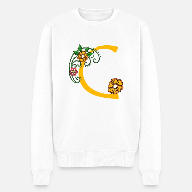 Fleur 30 C - Pull Premium bio Homme - blanc