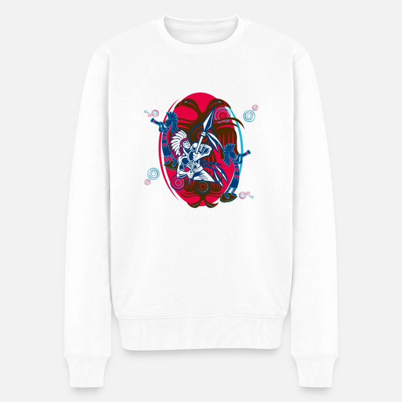 Indianer - Männer Premium Bio Pullover - Weiß