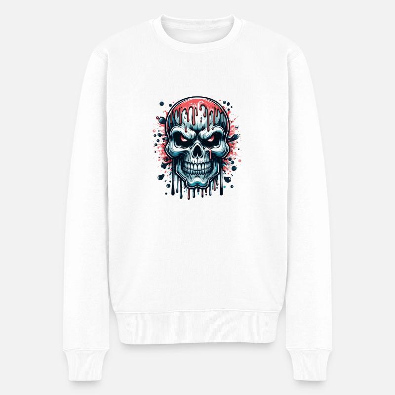 Blut Totenkopf - Männer Premium Bio Pullover - Weiß