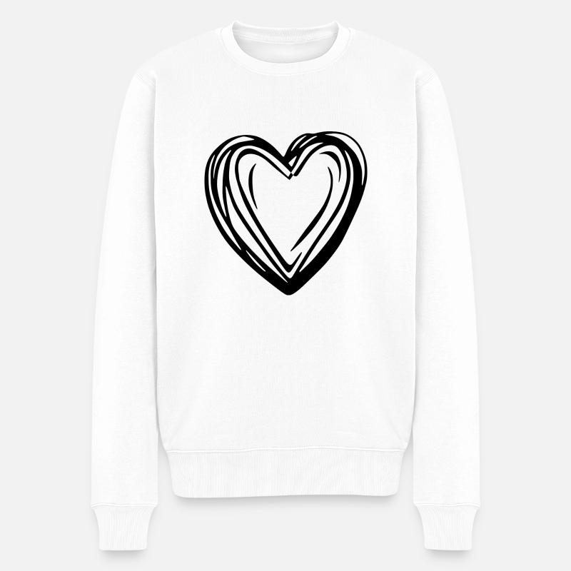Herz - Männer Premium Bio Pullover - Weiß