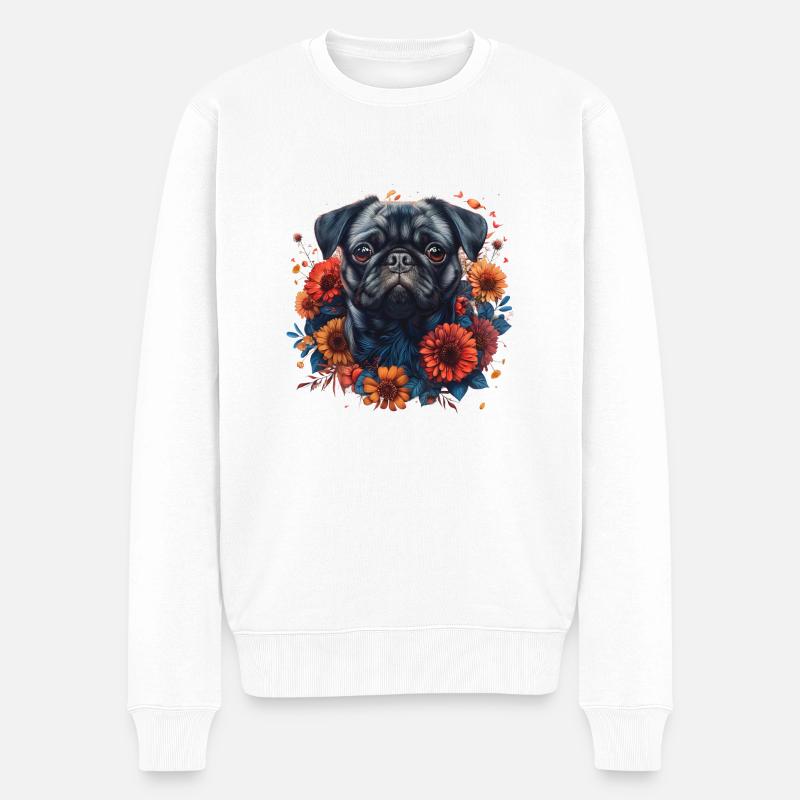 Mops - Männer Premium Bio Pullover - Weiß