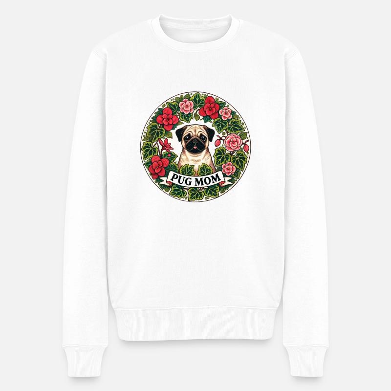 Mops-Mama - Männer Premium Bio Pullover - Weiß