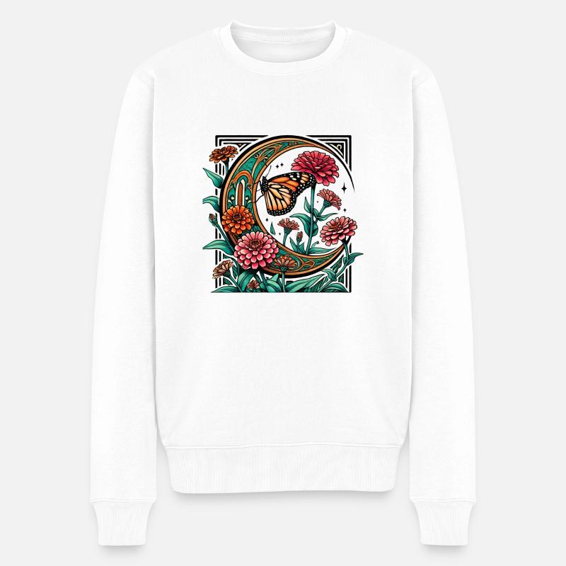 Monarchfalter - Männer Premium Bio Pullover - Weiß