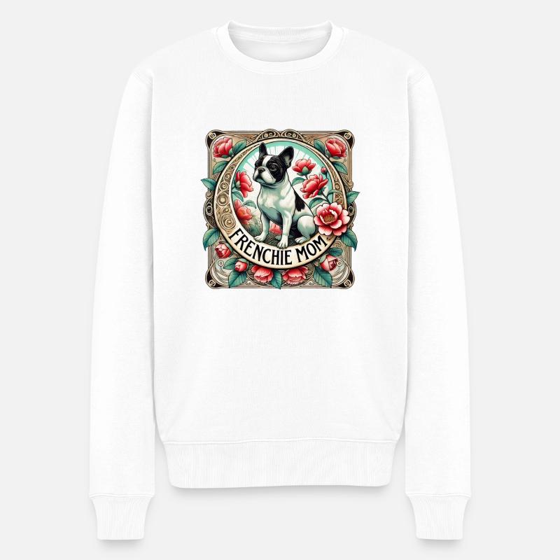 Frenchie Mama - Männer Premium Bio Pullover - Weiß