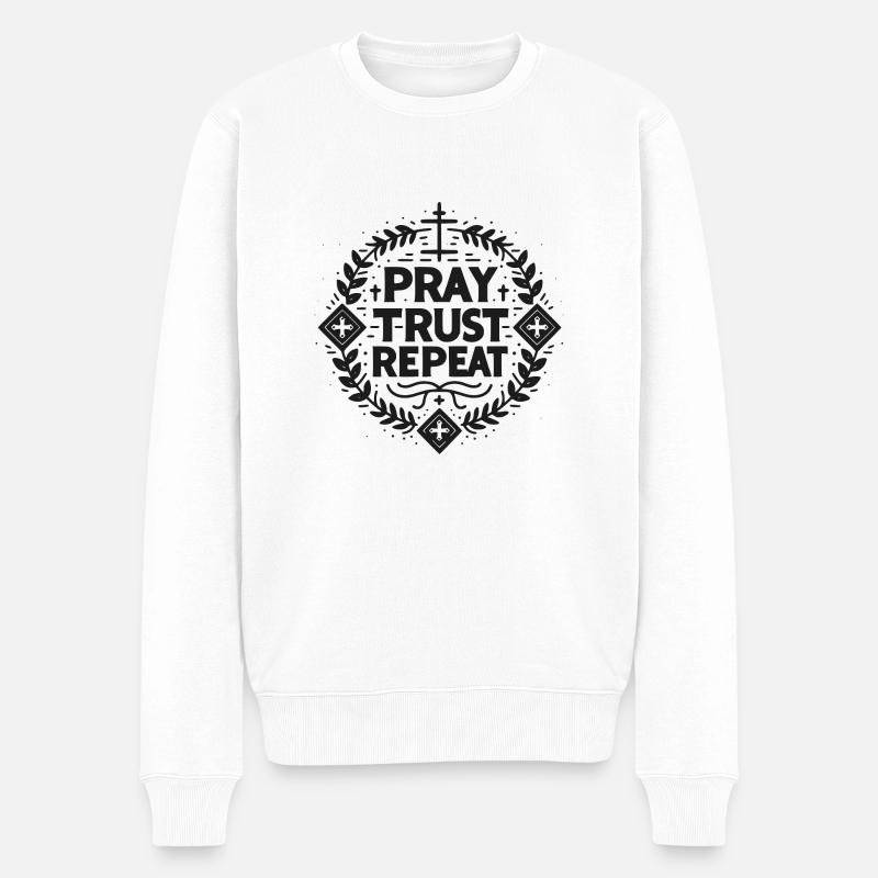 Priez la confiance Répétez - Pull Premium bio Homme - blanc