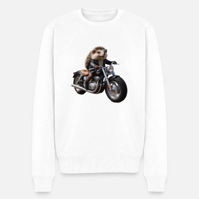 Hérisson motard - Pull Premium bio Homme - blanc