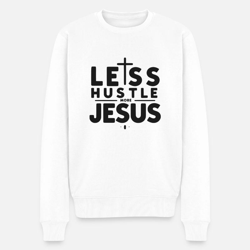 Moins d’agitation Plus Jésus - Pull Premium bio Homme - blanc