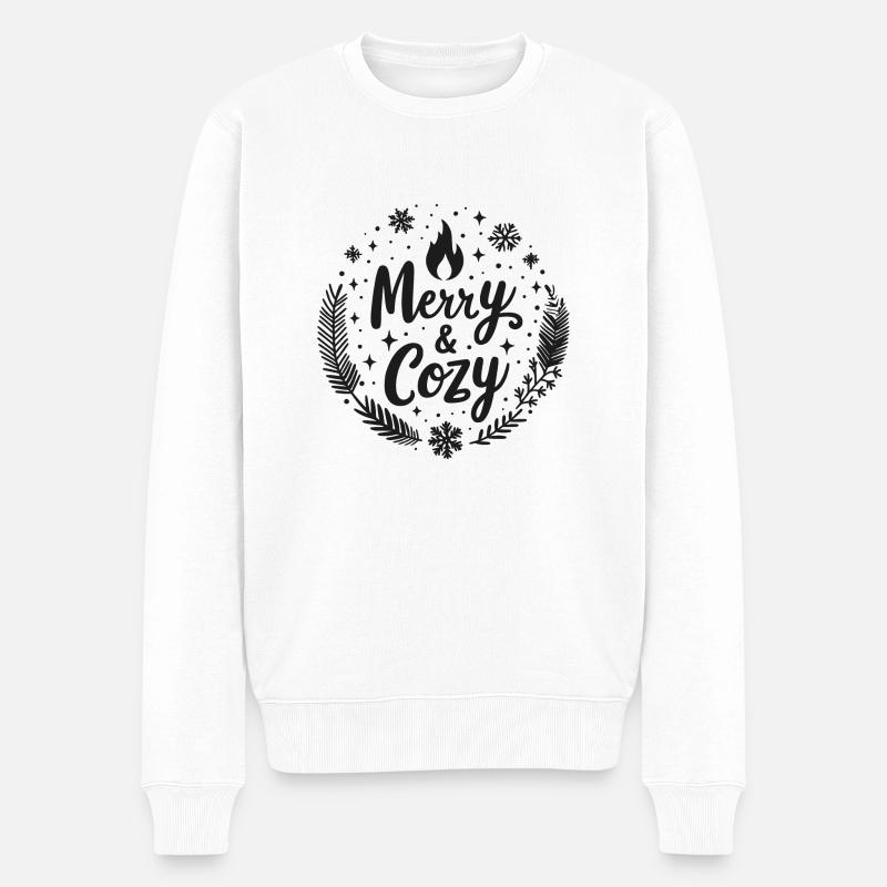 Fröhlich und gemütlich - Männer Premium Bio Pullover - Weiß