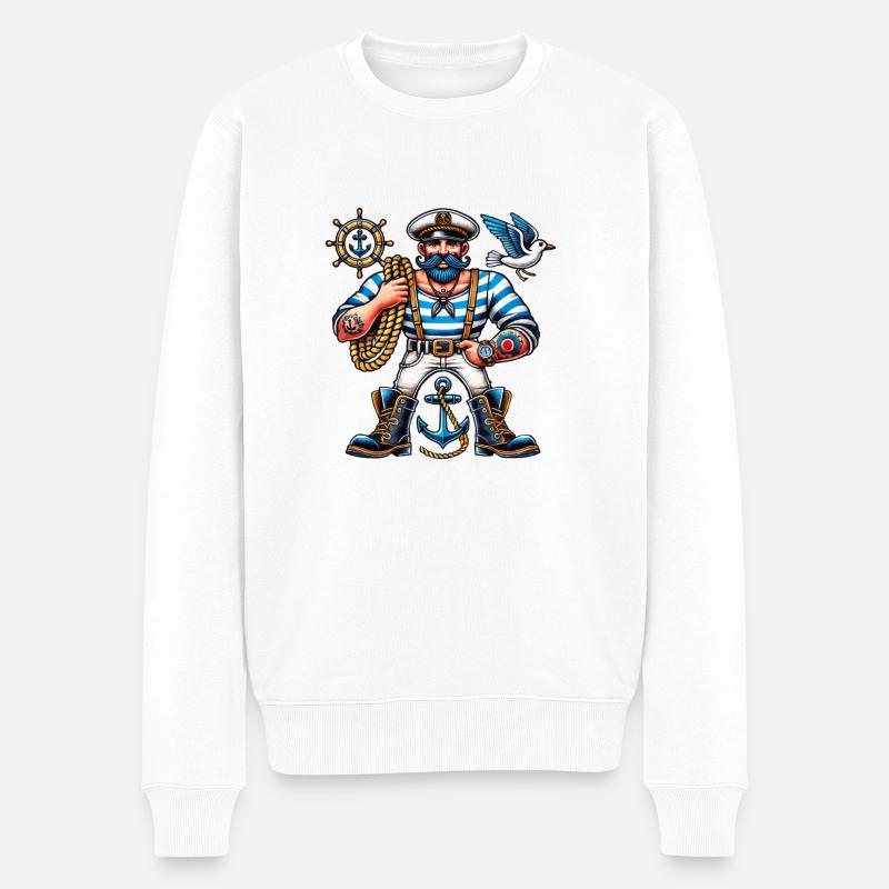 Marin Marin Bande dessinée - Pull Premium bio Homme - blanc