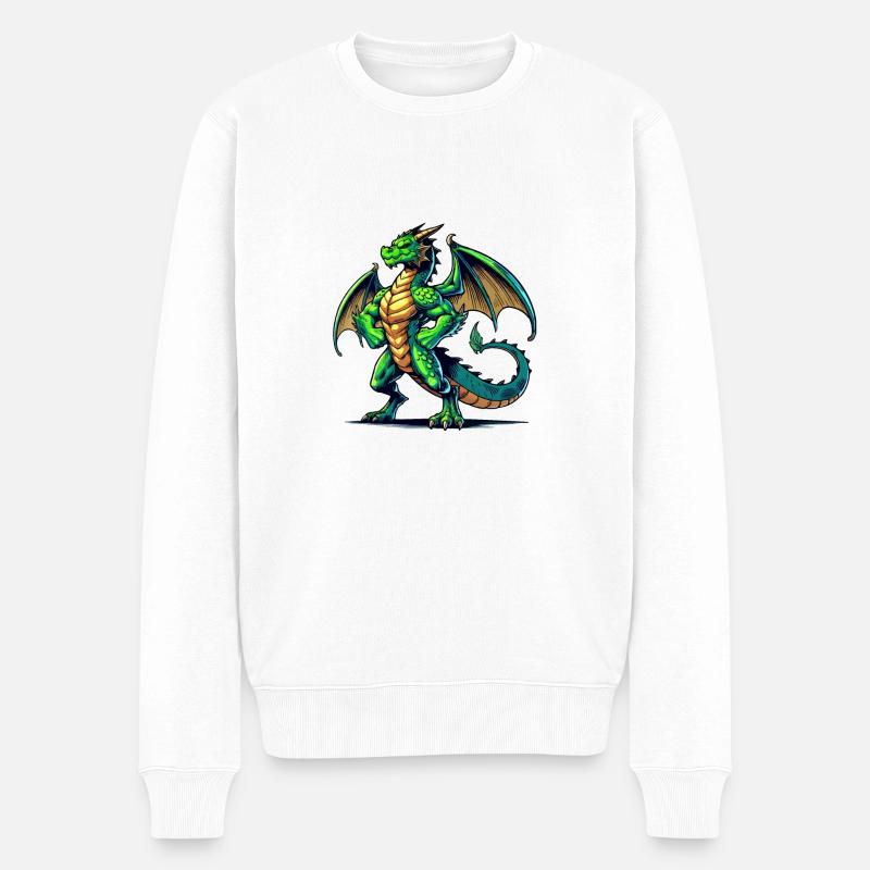 Drache - Männer Premium Bio Pullover - Weiß