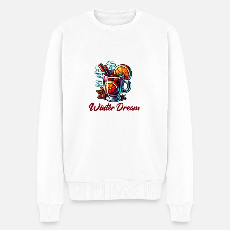 Glühwein - Männer Premium Bio Pullover - Weiß