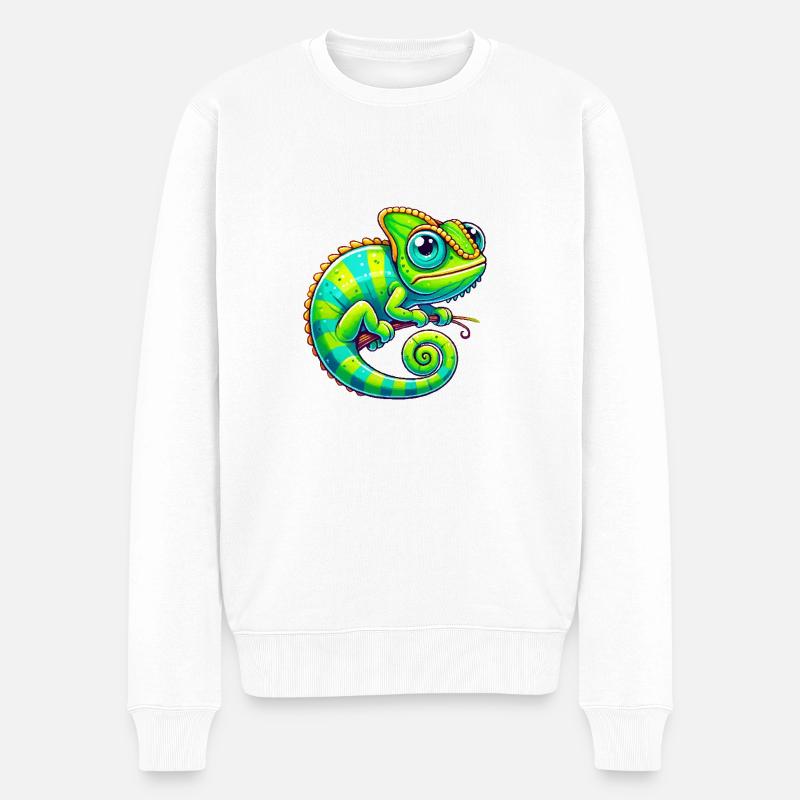 Caméléon dessin animé Animal - Pull Premium bio Homme - blanc