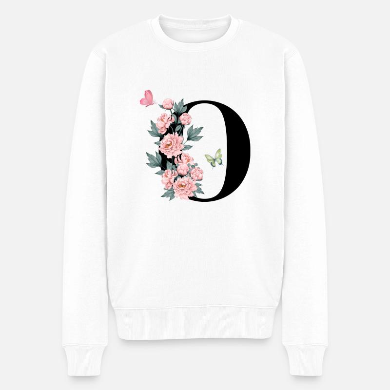 Lettre o fleurs rose - Pull Premium bio Homme - blanc