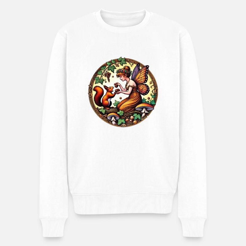 Eichhörnchen-Fee - Männer Premium Bio Pullover - Weiß