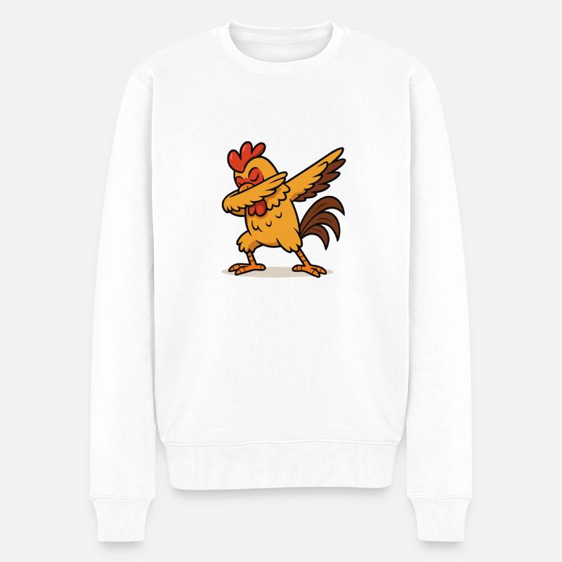 hahn dabbing - Männer Premium Bio Pullover - Weiß