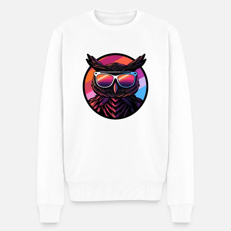 Eule Cool Sommer - Männer Premium Bio Pullover - Weiß