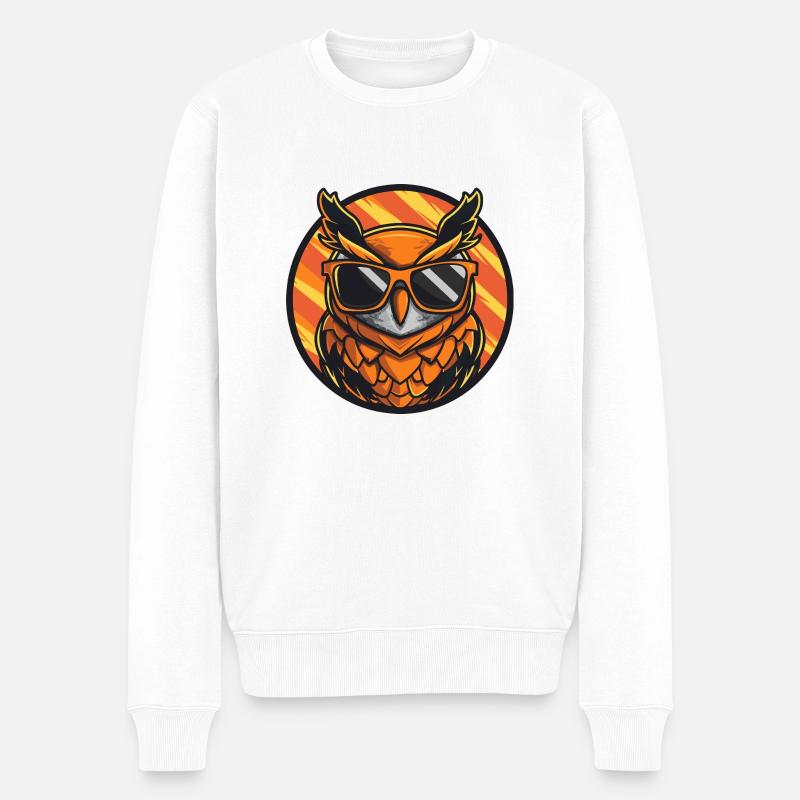 hibou bande dessinée cool - Pull Premium bio Homme - blanc