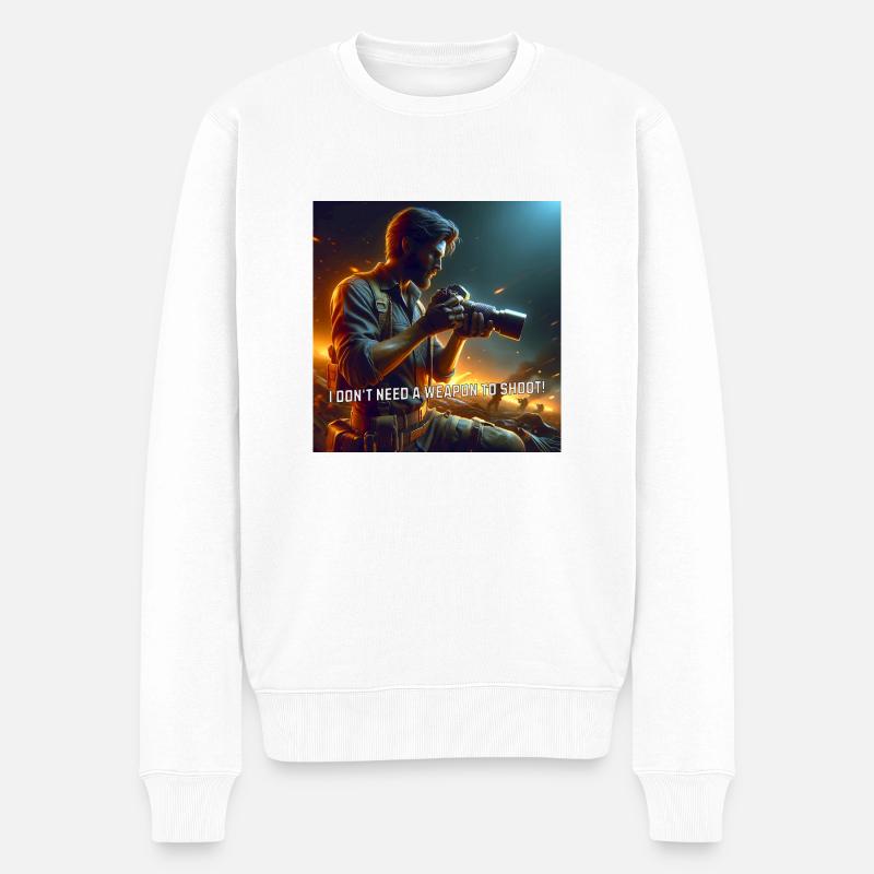 Fotograf im Einsatz - Männer Premium Bio Pullover - Weiß