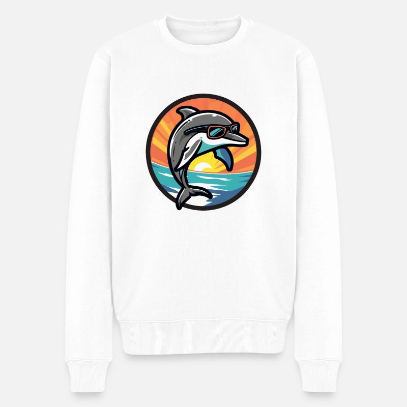 Bande dessinée Dolphin Cool - Pull Premium bio Homme - blanc