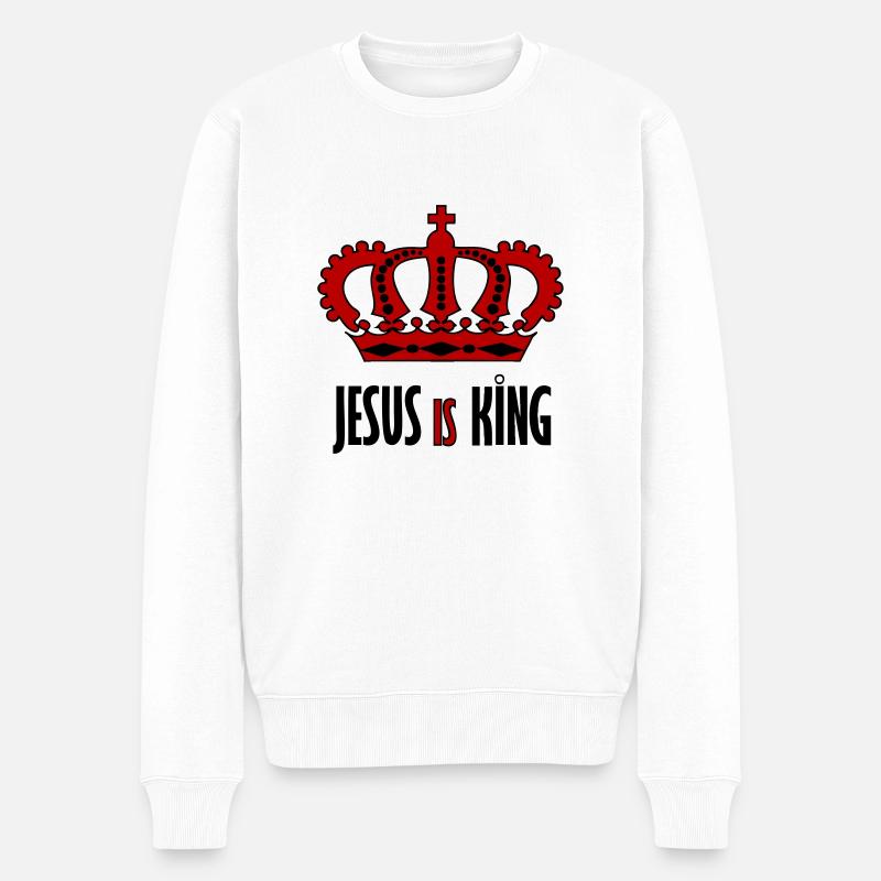JESUS is KING - Männer Premium Bio Pullover - Weiß