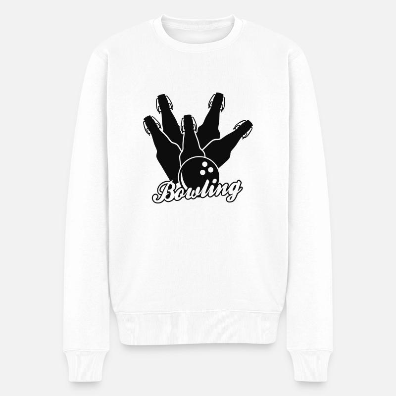 Bier Bowling einfarbig - Männer Premium Bio Pullover - Weiß