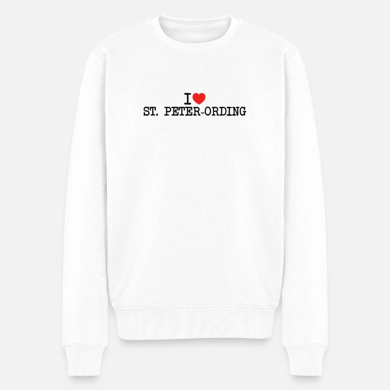 I love St. Peter-Ording - Männer Premium Bio Pullover - Weiß