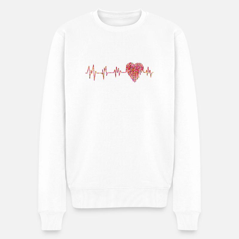 ECG avec de petits coeurs - Pull Premium bio Homme - blanc