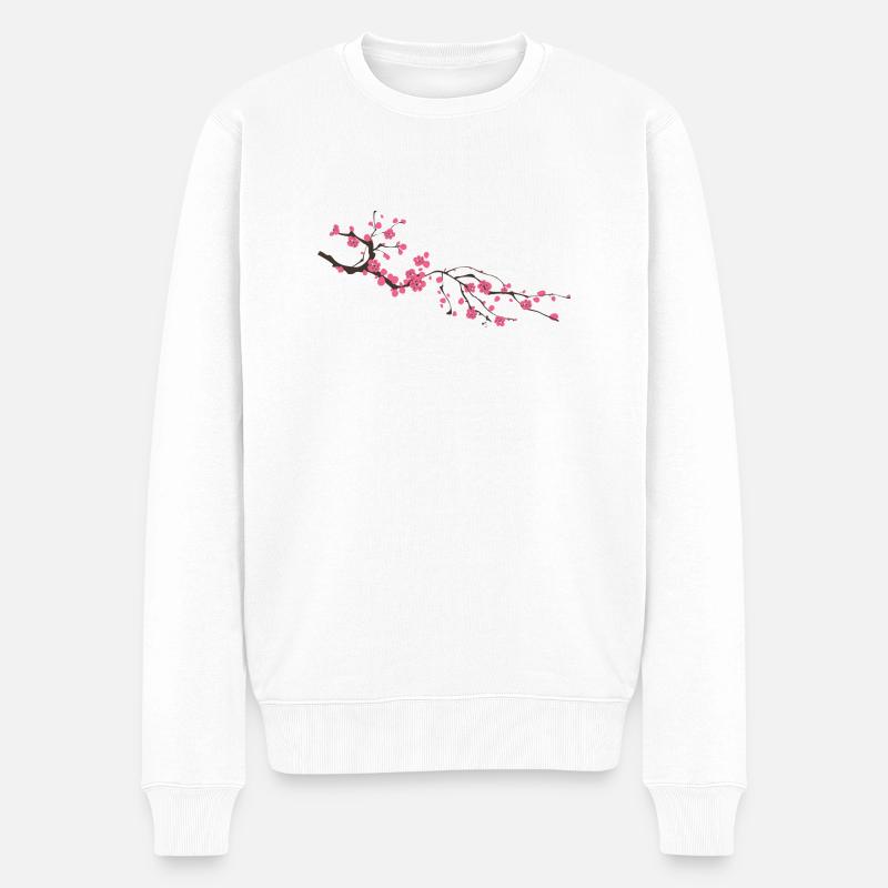 Ast mit Blumen Geschenk Geschenkidee - Männer Premium Bio Pullover - Weiß