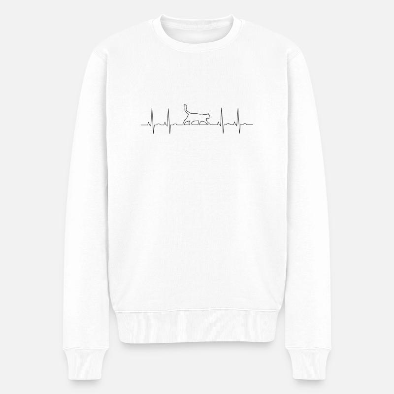 Katzen EKG - Männer Premium Bio Pullover - Weiß