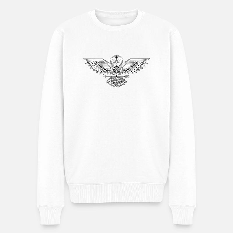 grafische Eule - Männer Premium Bio Pullover - Weiß