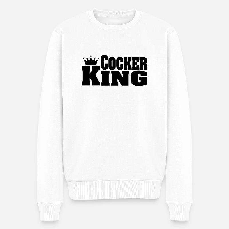 COCKER KING Cocker Spaniel - Männer Premium Bio Pullover - Weiß