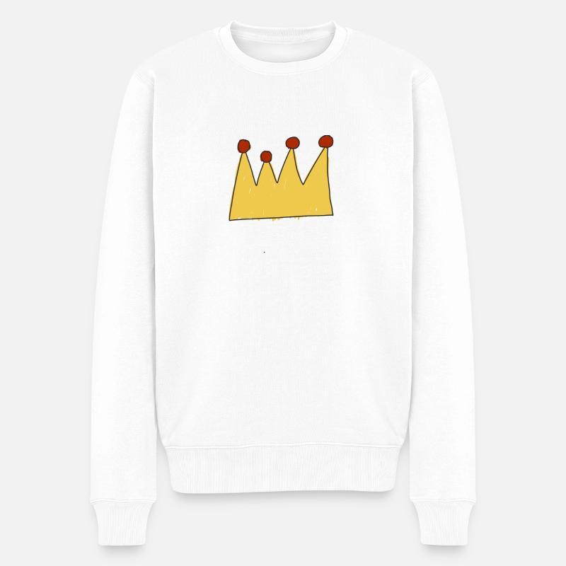 KÖNIGIN - Männer Premium Bio Pullover - Weiß