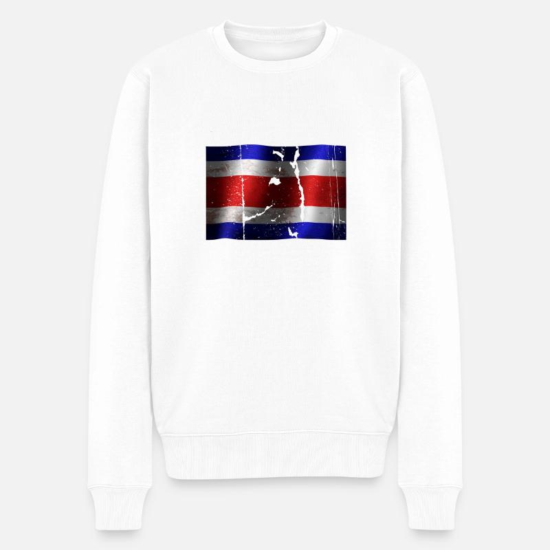 Costa Rica drapeau cool vintage utilisé look sport - Pull Premium bio Homme - blanc
