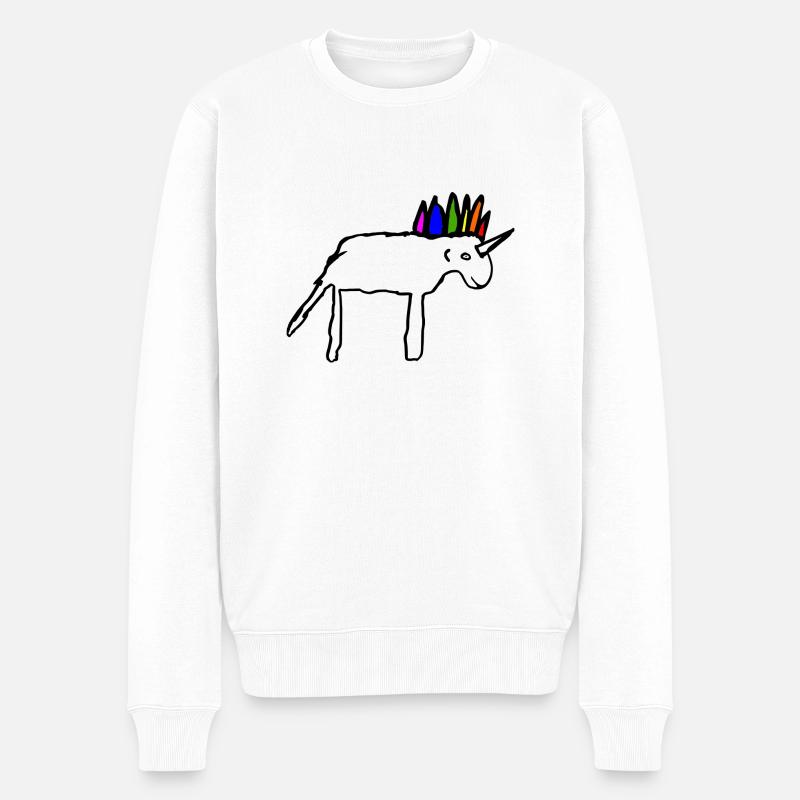 Schönes gekritzeltes Einhorn - Männer Premium Bio Pullover - Weiß