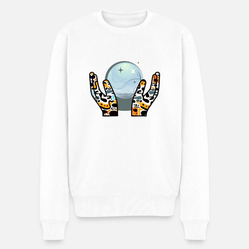 magische Hände mit Glaskugel - Männer Premium Bio Pullover - Weiß