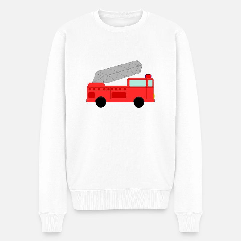 feuerwehr feuerwehrmann firefighter firetruck fire - Männer Premium Bio Pullover - Weiß