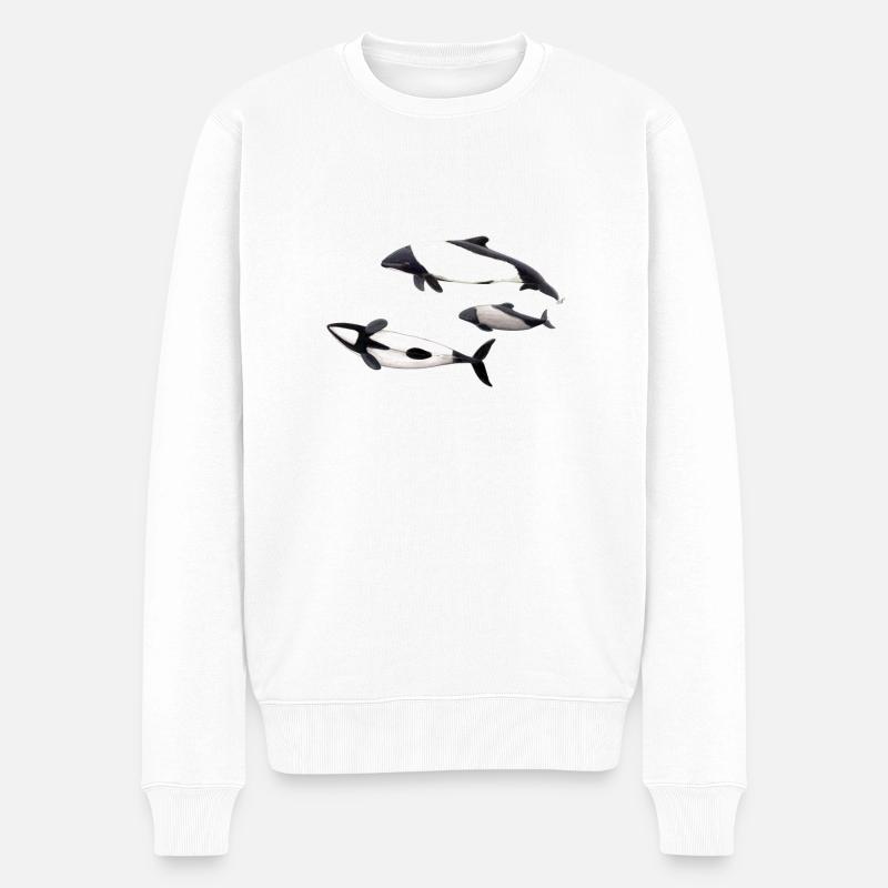 Commerson Delfin - Tonina - Commersons Delphin - Männer Premium Bio Pullover - Weiß
