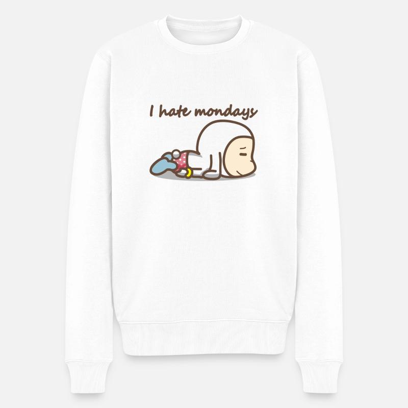 I hate mondays Montag Wochentag Lustig Geschenk - Männer Premium Bio Pullover - Weiß