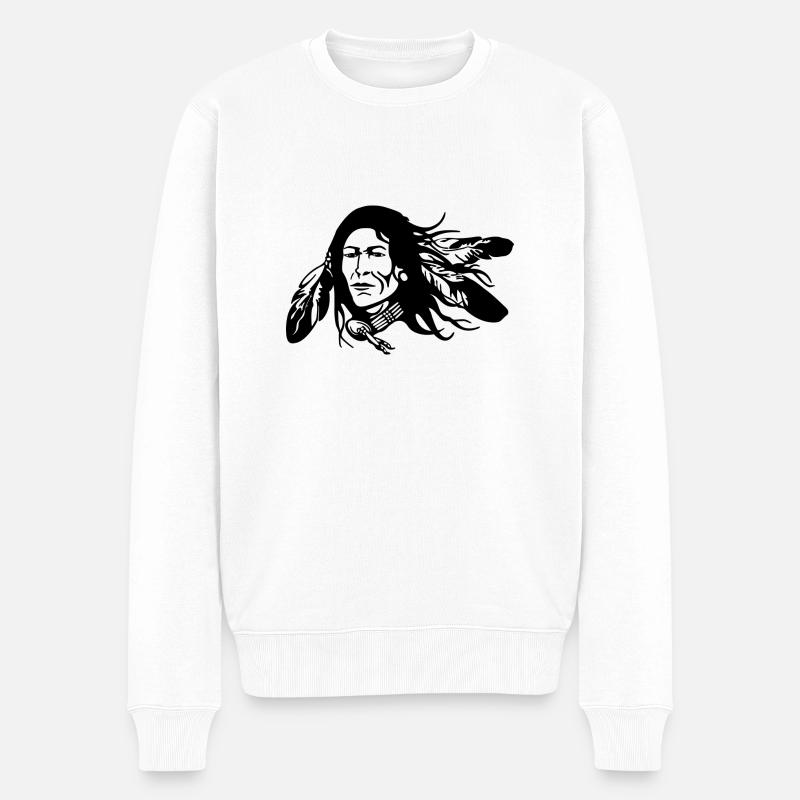 indian indianer american tent zelt teepee tomahawk - Männer Premium Bio Pullover - Weiß