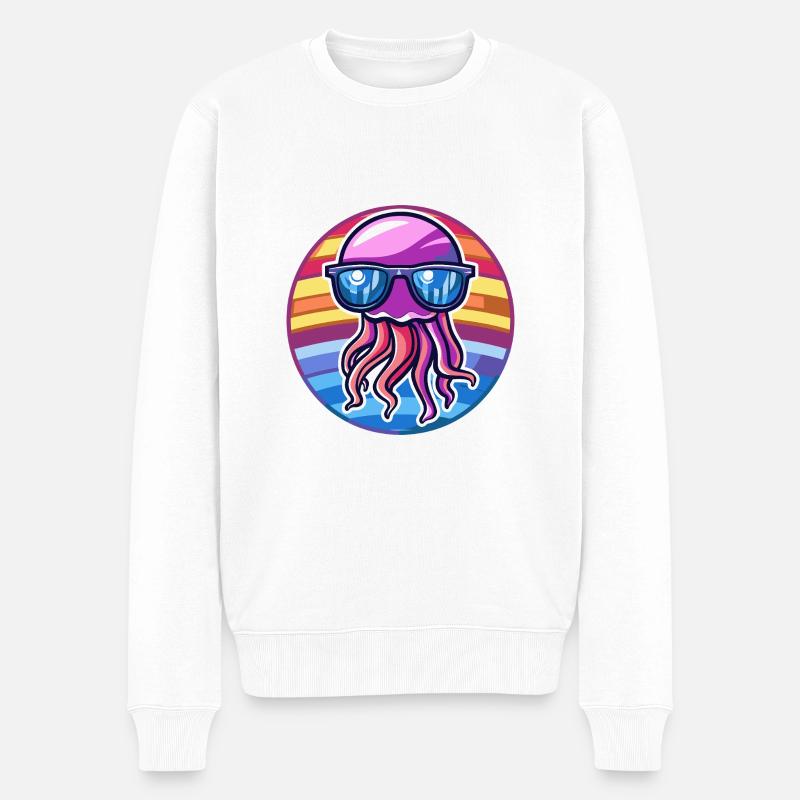 Qualle Cool Comic - Männer Premium Bio Pullover - Weiß