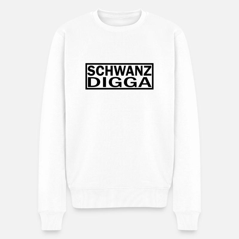 SCHWANZ DIGGA - Männer Premium Bio Pullover - Weiß