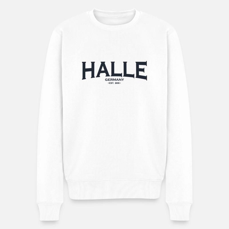 Halle - Männer Premium Bio Pullover - Weiß