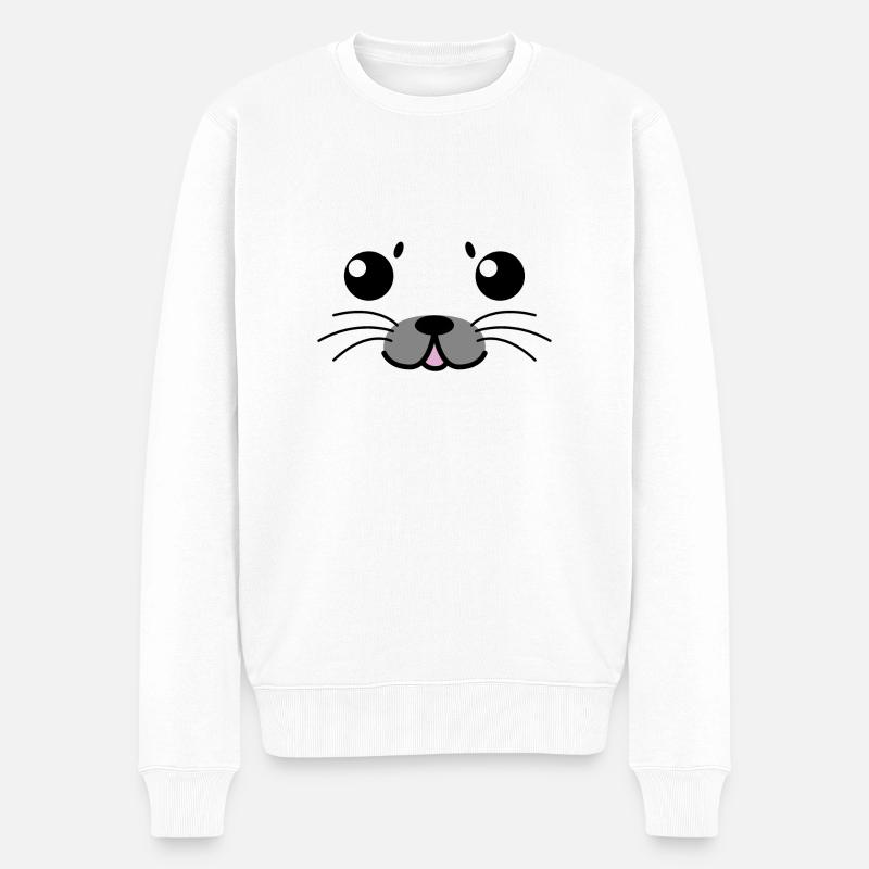 Robbenbaby (Welpen) - Männer Premium Bio Pullover - Weiß