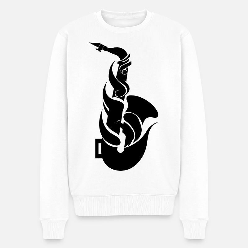 Cartoon Saxophon - Männer Premium Bio Pullover - Weiß