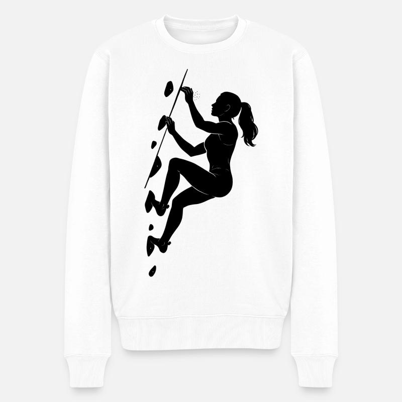 Boulder Silhouette – Ästhetik & Chalk Fokus - Männer Premium Bio Pullover - Weiß