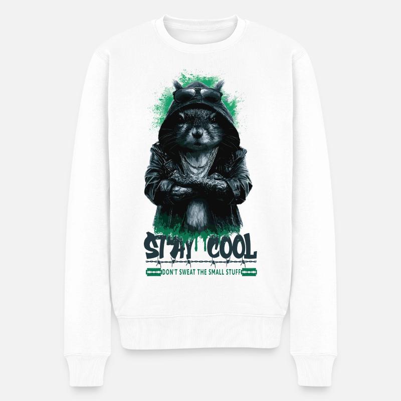 Stay Cool Eichhörnchen Streetwear - Männer Premium Bio Pullover - Weiß