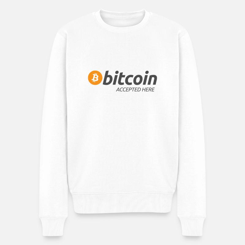 Bitcoin accepté ici - Pull Premium bio Homme - blanc