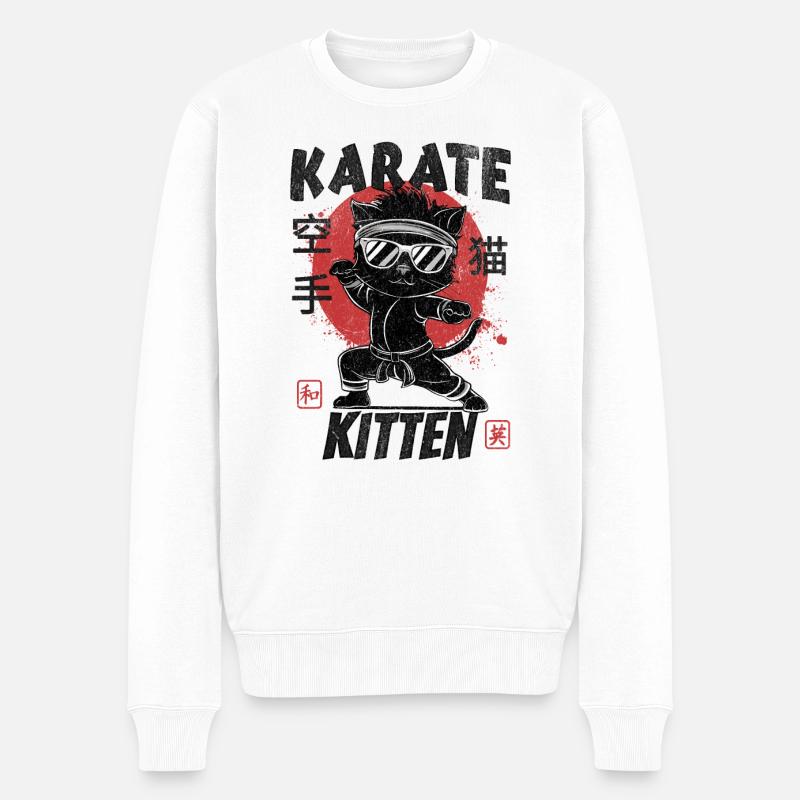 Karaté Chatons - Pull Premium bio Homme - blanc