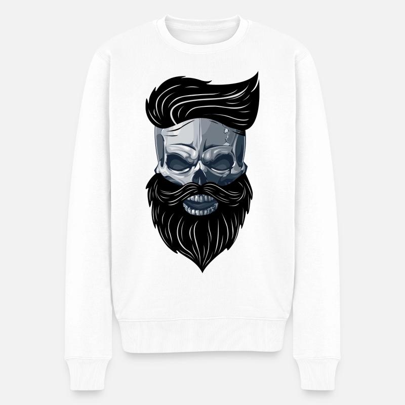 Beardy Beard Bart Man Skull Geschenkidee - Männer Premium Bio Pullover - Weiß