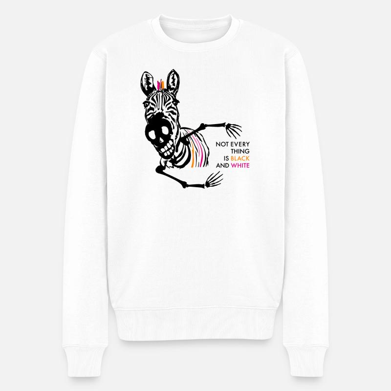 Not everything is black and white (orange/pink) - Männer Premium Bio Pullover - Weiß